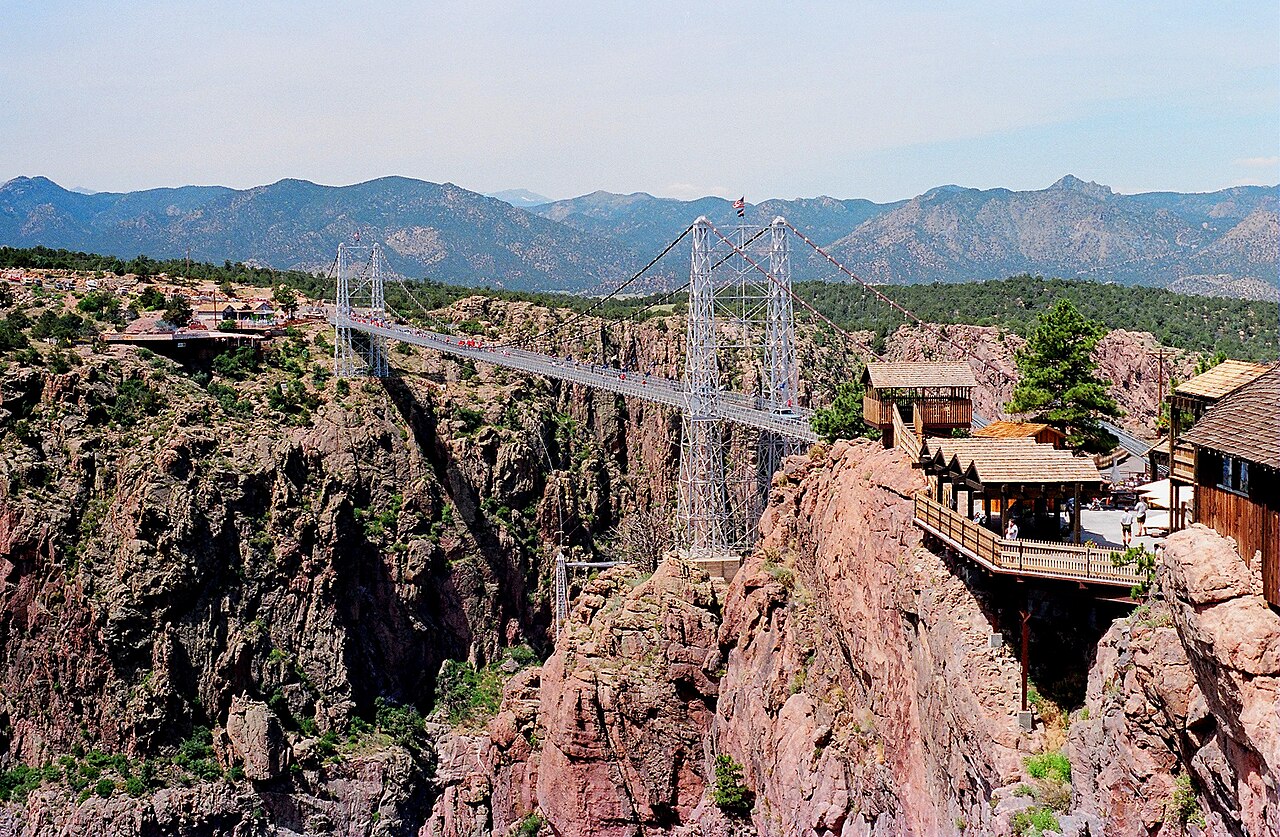 Royal Gorge Bridge spanning the canyon high above the Arkansas River