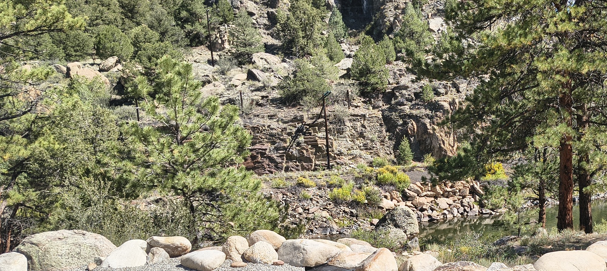 Arkansas River and canyon cliffs near Hecla Junction